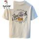 Camiseta blanca (tucano) Woodpecker (tucano) para hombres nuevas tendencias de alta gama camiseta estampada con luz americana de lujo Xinjiang algodón cómodo de manga corta de algodón de manga corta [HJ9906-1 mangas] M adecuado para 90-108Jin [Jin iguala 0.5 kg]