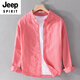 Jeep Spirit Cotton Leinen lässige Feste Farbe Großgröße Pendler Hemd Langarm Männer und Frauen Gleiche Hemd modische und vielseitige äußere Top White 9926 m Gewicht 1220
