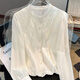 Pierre Cardin super nice white long-sleeved shirt for women spring new super hot French puff sleeve top beautiful little shirt white L 105-115Jin Jin is equal to 0.5 kg