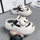 G.Duck Little Yellow Duck Summer New Hole Shoes para niños que usan resbalones de suela gruesa en el exterior, cabezal de bolsas de playa para hombres que no son deslizantes de doble propósito blanco y verde 34 [Longitud interna 214]