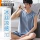 Modal vest pajamas for men summer ice. Silk sleeveless 2024 new loose thin cool home clothing set 12027 Yuanfeng Blue [ice Modal] L 120-140Jin [Jin equals 0.5 kg]