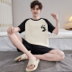 
Qiao Tong men's pajamas summer pure cotton short sleeves 2025 new thin style youth student cartoon large size home clothing set YX 7029 (pure cotton fabric) XL 175CM recommended weight 135-155
