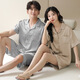 Langsha pareja pijama de seda de hielo verano ropa delgada de manga corta para el hogar 2025 nuevos hombres y mujeres de seda de hielo pueden desgastar traje xns16805 mujeres 16605 hombres 2xl hombres