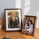 One-in-one black walnut solid wood photo frame washing photos made into 678-inch mortise and tenon children's high-end sense DIY custom-made a4 wall hanging black walnut copper rod supporting marble back plate without washing photos 6-inch inner diameter 10.2*15.2cm horizontal and vertical universal