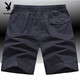 Playboy (PLAYBOY) shorts men's summer loose large size five-point pants pure cotton breeches middle-aged home shorts beach pants fashionable HHGZ/9224 military green XL weight 130-160Jin [Jin equals 0.5 kg]
