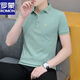 罗蒙夏季带领子短袖男t恤休闲韩版修身青年半袖polo衫男翻领 QY682黑色 4XL