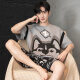 
Qiao Tong men's pajamas summer pure cotton short sleeves 2025 new thin style youth student cartoon large size home clothing set YX 7029 (pure cotton fabric) XL 175CM recommended weight 135-155