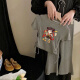 
Disney Nezha Girls Summer Short Sleeve T-shirt Set Fashionable Small and Medium Children's Ice Silk Girl Casual Children's Two-Piece Set Round Collar Drawstring Set-Gray-Nezha G686 110