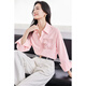 Shandubila Spring and Summer Simple Commuting Cotton Shirt Women's Heavy Industry Off-Shoulder Shirt Collar Loose Long-Sleeved Shirt Light Pink M