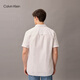 Calvin KleinJeans春夏男士商务休闲通勤ck简约刺绣棉亚麻短袖衬衫J317422 YAF-白色 M （建议130-150斤）