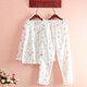 Wuyin Workshop Wuyin Ausgezeichneter japanischer Baumwoll -Pyjamas für Frauen im Frühling und Sommer dünne lange Ärmel frisch floral gewebtes reines Baumwoll Muji Weiß 6636 Zitrone M.