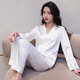 Montagut pijama para mujeres mangas largas de primavera y otoño seda de seda de seda de moda de internet de moda ropa casera de ropa estilo francés summer fino xe longitud doble 6623# perla blanca única talla xl