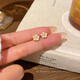 Sweet temperament cherry blossom earrings for women, 2025 new popular earrings, high-end, exquisite, small and unique earrings, gold imitation pearl small flower earrings, one pair