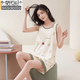 
Modal pajamas for women in spring and summer sleeveless vest shorts with chest pad 2025 new thin floral outdoor comfortable home clothing 9853-short vest) with chest pad XL (115-135Jin[Jin equals 0.5 kg])