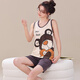 Liushan Summer Damen Pyjamas Anzug ärmellose Shorts plus Fett 200 Jin [Jin entspricht 0,5 kg] große Größe reiner Baumwollhülle Sommer-Weste Home Kleidung Grau Weste Q1349 Schwamm M Standard [80-95 Jin [Jin gleich 0,5 kg]]