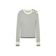 LANCY wool cashmere new winter striped sweater women's elegant design short top white L