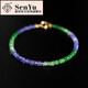 Forest Jewelry Suzhu Tanzanite Tsavorite Garnet Bracelet Women's 18K Gold Gemstone Bracelet Colorful Jewelry 2-3mm/Tanzania/Tsavorite/18K Gold Bracelet 16cm