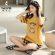 Tucano; Woodpecker Summer Summer de manga corta para mujer Conjunto de pijama a cuadros de algodón Summer Summer Pure Korean Ropa para el hogar puede ser dibujos animados para Y9855 m al aire libre (sugerido 75-95Jin [Jin equivale a 0.5 kg])