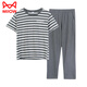 
Catman (MiiOW) summer pajamas for women pure cotton stripe short-sleeved trousers thin summer new style can be worn with pullover round neck home clothes 7374 bean paste powder M [80-100Jin [Jin equals 0.5 kg]]