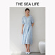 Das Meeresleben [Leaser] OU Hai Yisheng Französisches Kleid für Frauen 2025 Sommer New Blue Smudged Long Rock 200037 Qingshan Blue L.