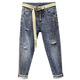 HUALIN FASHION stretch jeans men's slim feet Korean style trendy nine-point pants Yiniu 9922 blue 28