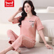 
Catman (MiiOW) pajamas for women in summer pure cotton thin short-sleeved trousers New Year's new suit Summer home clothes can be worn outside 7374 bean paste powder M [80-100Jin [Jin equals 0.5 kg]]