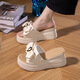 Clai de taille brisée Perle King High Talon Slippers pour les femmes Talons de semelles épaisses d'été Tour les tongs Slivers de cravate de papillon
