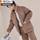 
Modal pajamas men's three-layer cotton plus velvet thickened loose large-size autumn and winter cotton jackets can be worn on the outside to keep warm home clothing suit M6626 light gray hat thickened 2XL [recommended 140-165Jin [Jin equals 0.5 kg]]