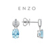 Chow Tai Fook ENZO Elegant Series 18K Gold Aquamarine Diamond Stud Earrings for Women EZV4993