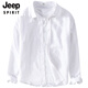 Jeep Spirit Cotton Leinen lässige Feste Farbe Großgröße Pendler Hemd Langarm Männer und Frauen Gleiche Hemd modische und vielseitige äußere Top White 9926 m Gewicht 1220
