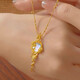 Fat Donglai's same style 18K gold small gourd necklace, Laofengfeng gold color female 18k color gold clavicle chain 2025 new fugitive princess ribbon bow necklace