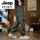 JEEP SPIRIT工装裤男2025新款宽松直筒运动裤青年卡其色裤子男款休闲裤春秋款 卡其 L