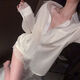 
Xianxiu Spring and Summer New Ice and Snow Silk Lace White Shirt Skirt Set Home Clothing 673# White 180 XL
