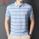 Mengtejiao summer mulberry silk short-sleeved T-shirt men's middle-aged daddy's suit striped lapel half-sleeved Polo shirt 723 Baolan average size 165/m suggests 100-115Jin [Jin equals 0.5 kg]