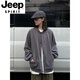 JEEP SPIRIT Japanese retro Henry collar waffle jacket for men and women in spring and autumn loose casual versatile cardigan sweatshirt for men gray M
