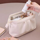Jin Riman Portable Cosmetic Bag Women's Large Capacity New Cosmetic Small Storage Bag Light Luxury Portable Toiletries Bag Storage Bag French Portable Grab Bag Milk Apricot White