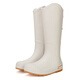 Han Linnu High Tube Rain Boots для женщин 2025 Новые наружные дождевые ботинки Водонепроницаемые и не скользящие туфли для воды для дождливых туфель для обуви для спешных морских резиновых туфлей [стиль края-простой и универсальный] не совсем белый 37