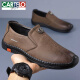 
CARTELO leather shoes men's 2025 new business casual shoes autumn breathable men's shoes soft cowhide bean shoes genuine leather middle-aged dad shoes khaki 6198 38