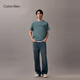 Calvin KleinJeans25春夏男士休闲通勤ck字母印花纯棉针织短袖T恤4RB831G CKM-灰绿 XL