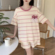 Fhhuabd Pajamas с грудной подушкой для женщин 2024 Новый летний хлопковой шорт с короткими рукавами в Интернете. Стиль знаменитости может носить за пределами домашнего костюма QGL-6627 M-грудная площадка