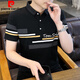 Pierre Cardin Lapa para hombres Camiseta de manga corta Algodón puro 2025 Summer NUEVO PAPO DAD MEDIA Y POLO SLIM POLO CAMISA Rayas K12129 Caki + K12129 Azul M