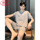 浪莎（LangSha）男士睡衣夏季短袖莫代尔冰丝薄款加大码休闲简约夏天男家居服套装 9721莫代尔 2XL 160-180斤