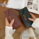 Kangaroo (KANGAROO) 2025 new Japanese and Korean wallet women's long style, large capacity, multi-card position, fashionable and versatile solid color simple soft wallet, black
