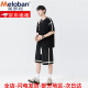 美罗邦（Meloban）美式短短裤套装男夏季冰丝凉感半t恤男青少年休闲运动两件套 K12593黑色[上衣+裤子] M