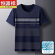 Hengyuanxiang Daddy porte un t-shirt à manches courtes de soie à glace pour hommes en été des vêtements pour hommes à rayures d'âge moyen d'âge moyen du cou