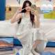 
Single Nanwei 2024 new summer ice silk herringbone twill suspender nightgown for women with fixed chest pads sweet home clothes for outdoor wear JDX-3887Q# M 160
