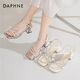 Daphne Silver High Heel Sandals for Women 2025 Summer Nuevas sandalias francesas de diamantes de imitación con temperamento de falda Sandalias de tacón alto para mujeres IMBRANTE DE SILVER [5.5 cm de espesor] ​​37