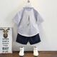 
G.DUCKKIDS little yellow duck children's clothing boys summer suit handsome children's suit summer Korean version one-year-old clothes baby boy dress striped suit + tie 90 size 1-1 and a half years [80-90cm]