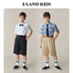 E LAND KIDS 100% Cotton Children's Clothing Boys' Shirt 2025 Summer New Arrival Detachable Bow Tie White/10 170cm One Size