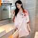 Modal pajamas women's summer day nightgown sexy 2025 new ice silk pure desire style large size pajamas dress 719 orange cat [single skirt] L [100-120Jin [Jin equals 0.5 kg]]